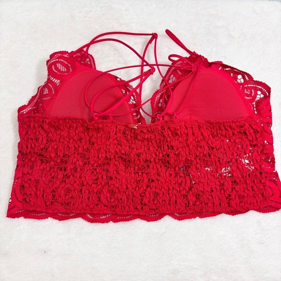 PINK Victoria's Secret CROCHET LACE Red Bra BRALETTE SIZE L - Picture 4 of 15